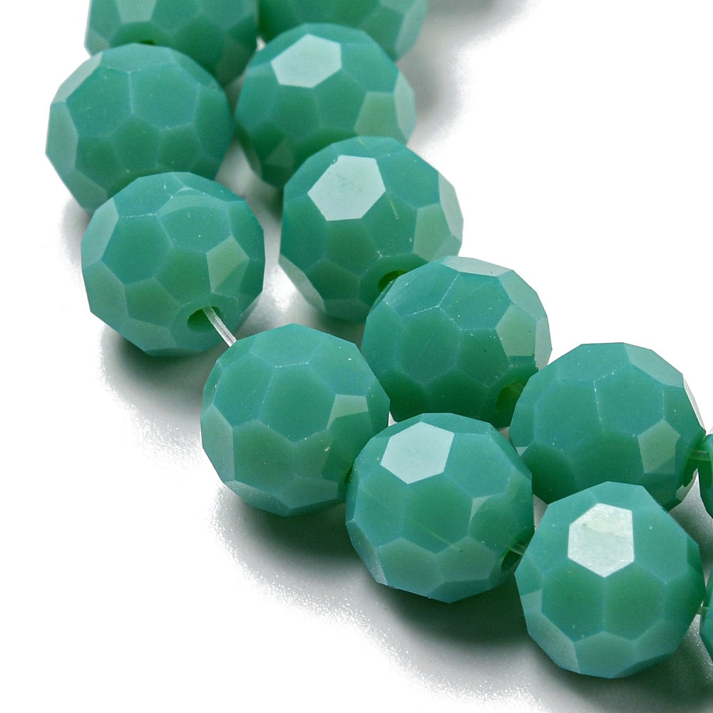 Glass Bead Faceted Opaque Green 8MM