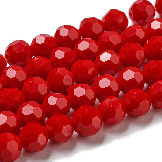 Glass Bead Faceted Opaque Red 8MM