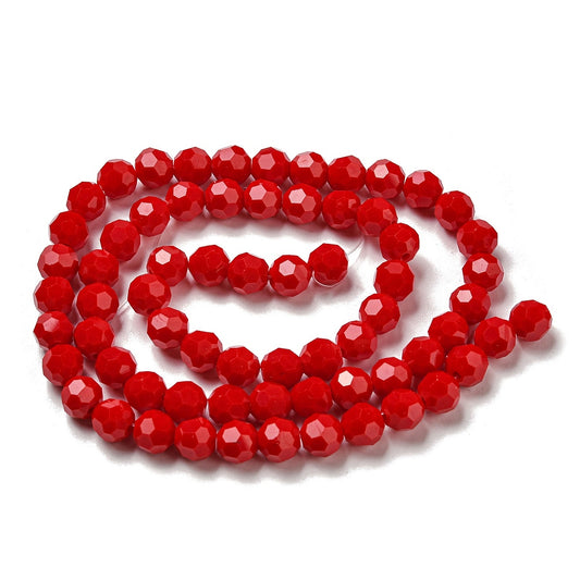Glass Bead Faceted Opaque Red 8MM