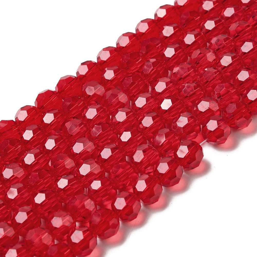 Glass Bead Faceted Fire Brick 8MM