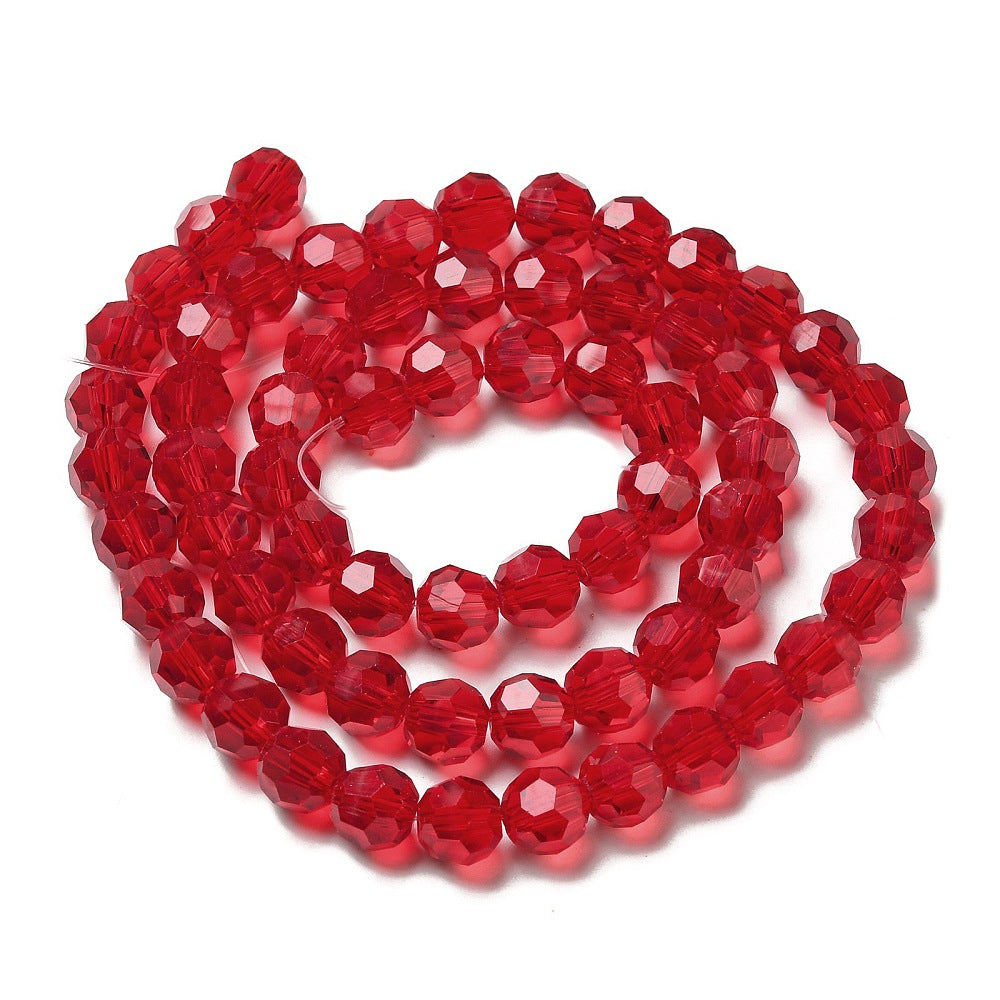 Glass Bead Faceted Fire Brick 8MM