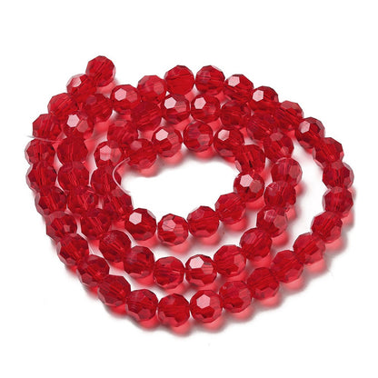 Glass Bead Faceted Fire Brick 8MM