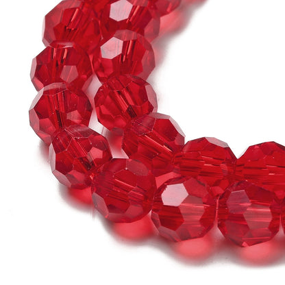 Glass Bead Faceted Fire Brick 8MM