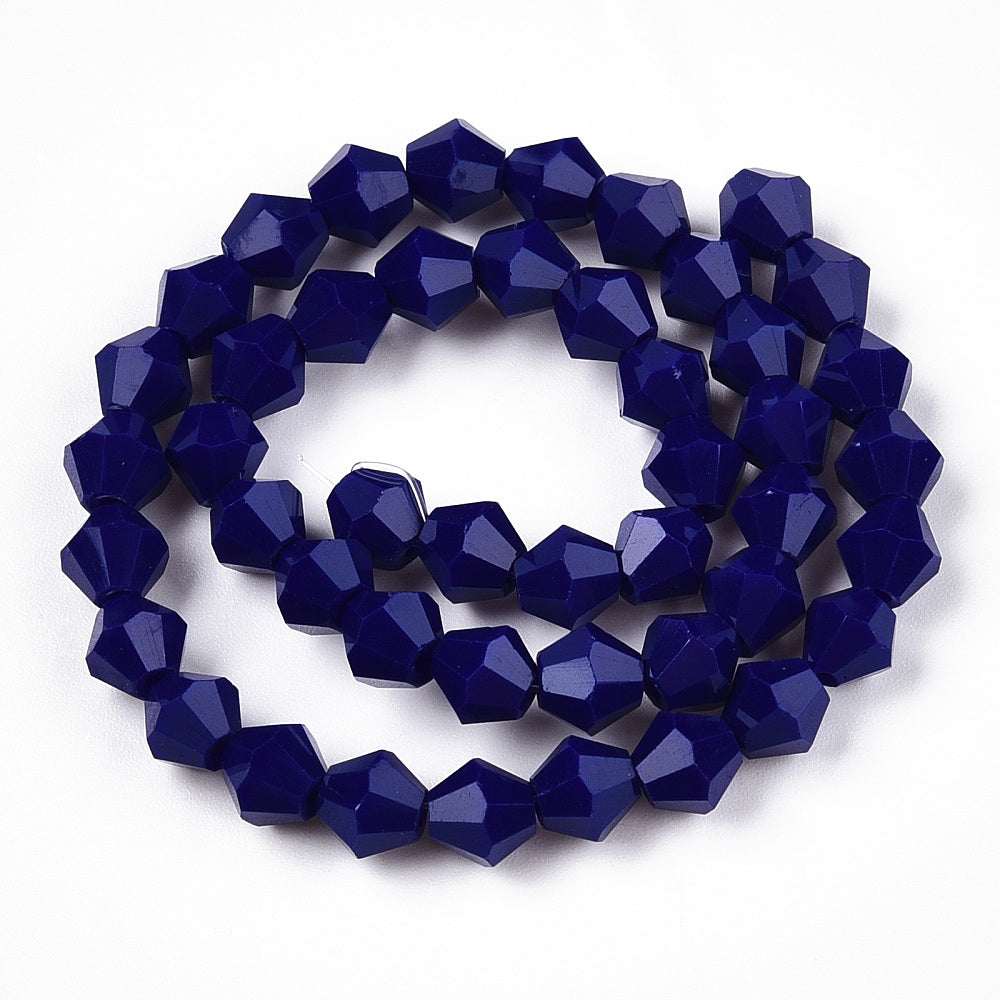 Glass Bead Bicone Dark Blue 6x6mm