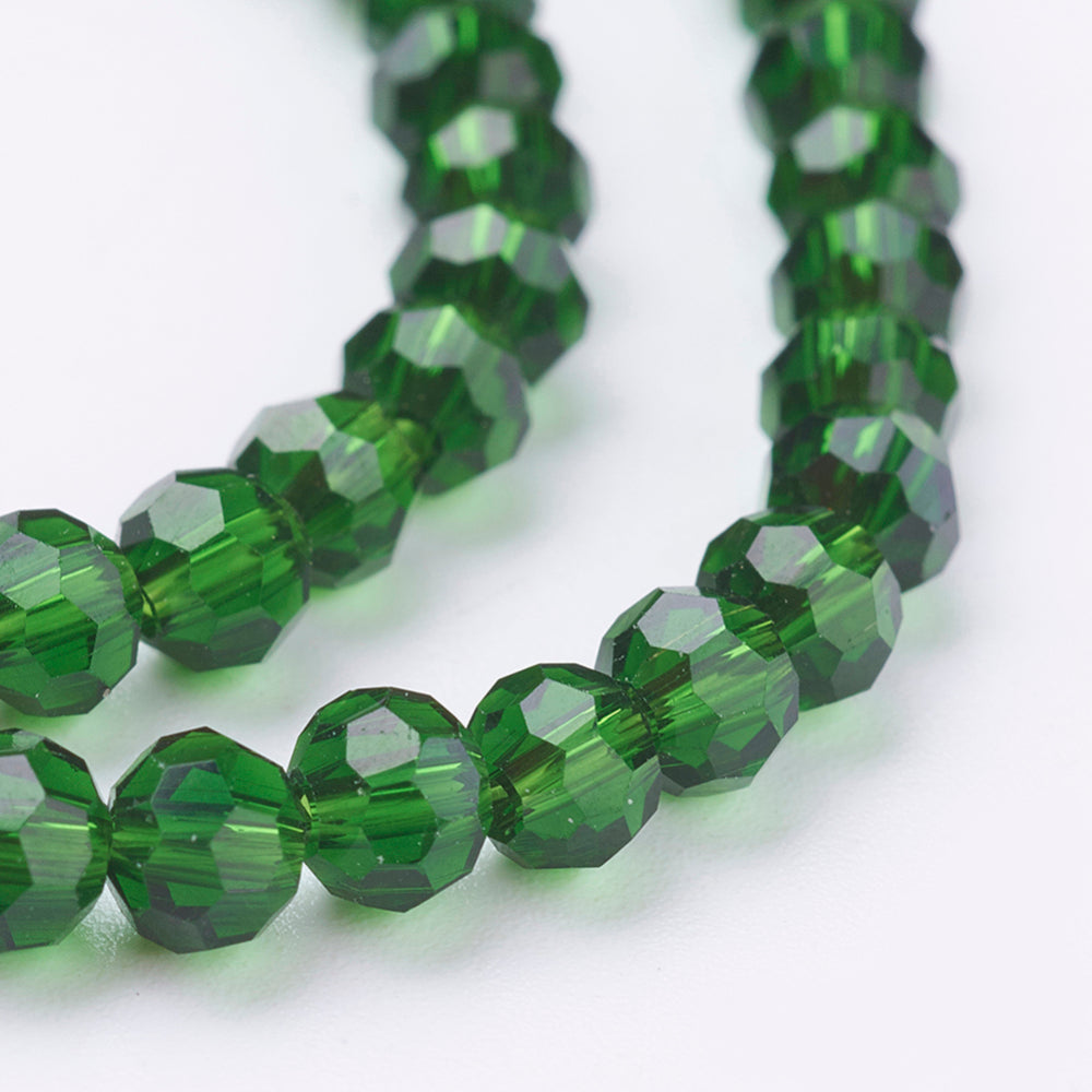 Glass Bead Faceted Round Green 4mm - Alberta Bead Store