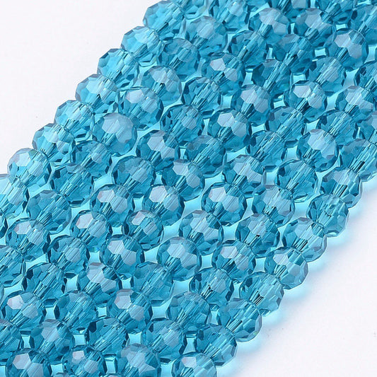 Glass Bead Faceted Round Steel Blue 4mm - Alberta Bead Store