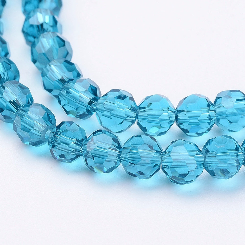 Glass Bead Faceted Round Steel Blue 4mm - Alberta Bead Store