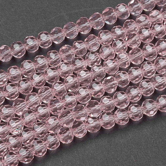 Glass Bead Faceted Round Misty Rose 4mm - Alberta Bead Store