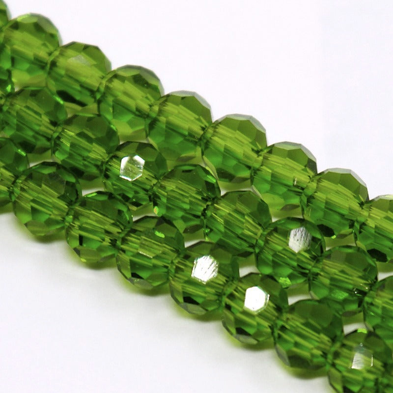 Glass Bead Faceted Round Green 8mm - Alberta Bead Store