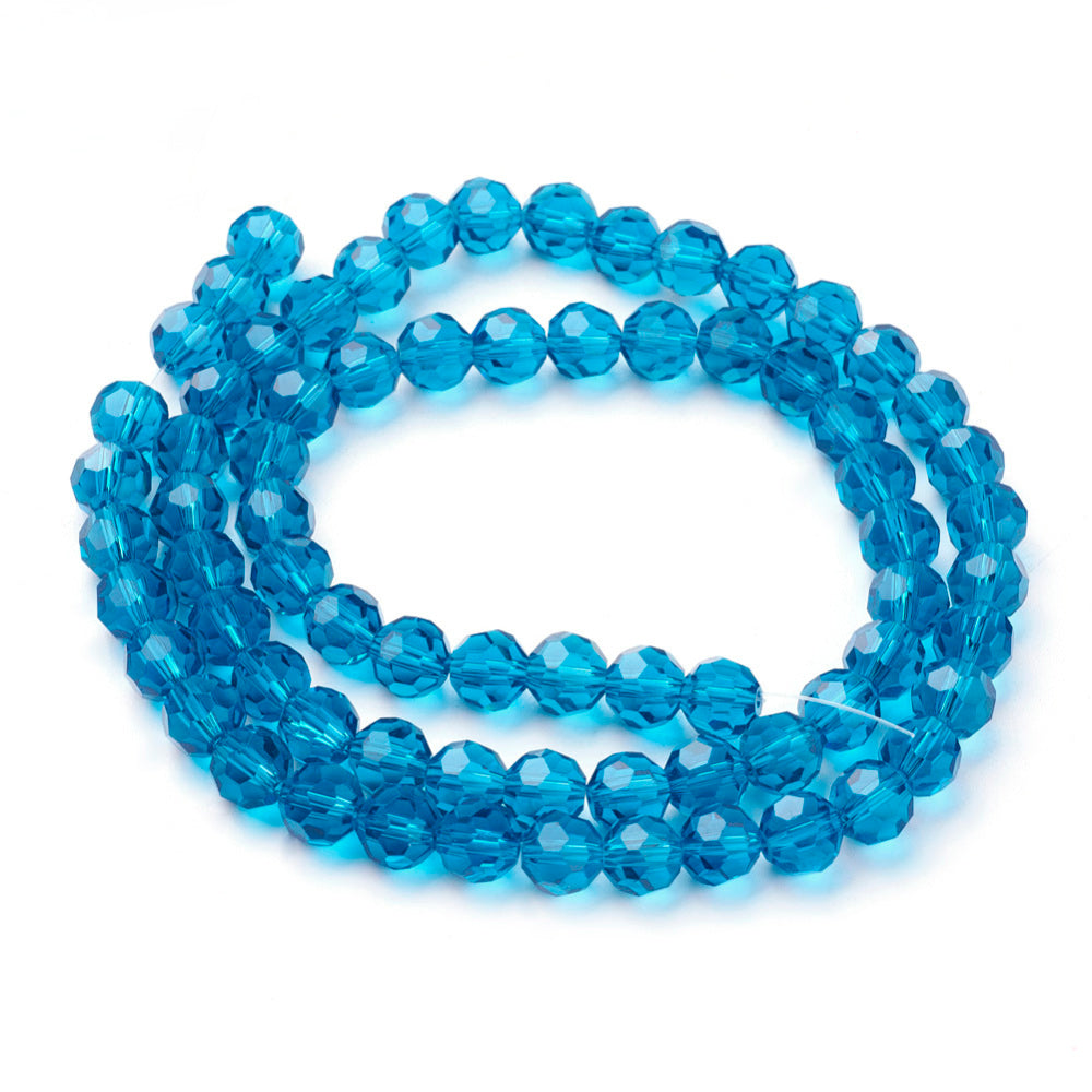 Glass Bead Faceted Round Steel Blue 8mm - Alberta Bead Store