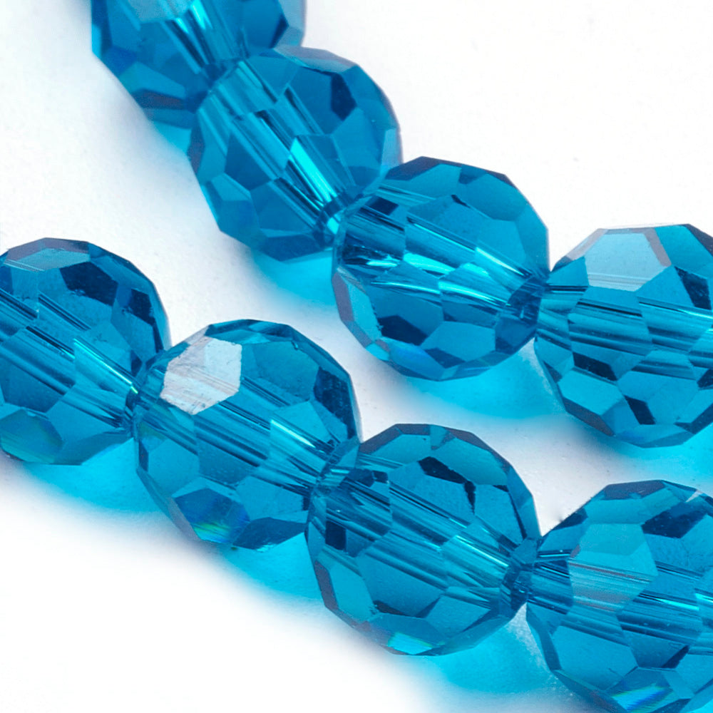 Glass Bead Faceted Round Steel Blue 8mm - Alberta Bead Store
