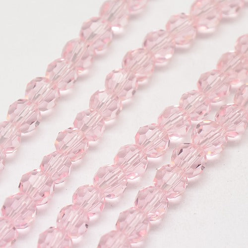 Glass Bead Faceted Round Misty Rose 8mm - Alberta Bead Store