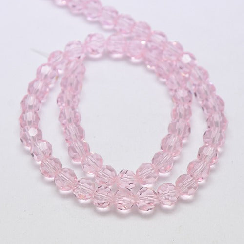 Glass Bead Faceted Round Misty Rose 8mm - Alberta Bead Store
