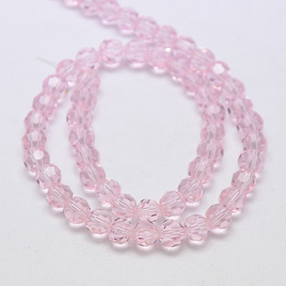 Glass Bead Faceted Round Misty Rose 8mm - Alberta Bead Store