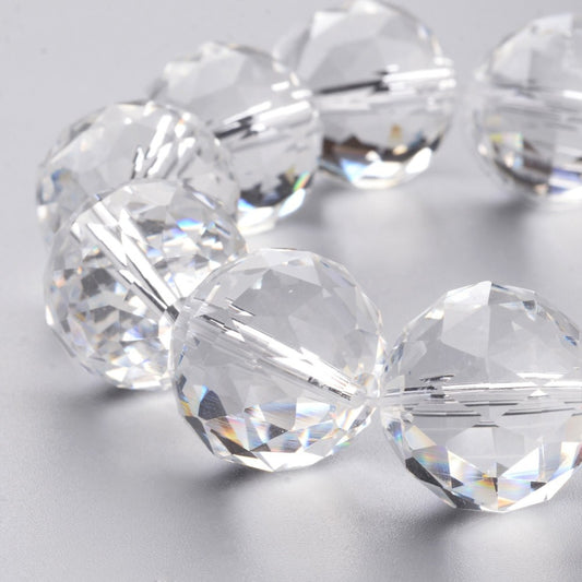 Perle en verre à facettes ronde 19,5 MM 1 pc