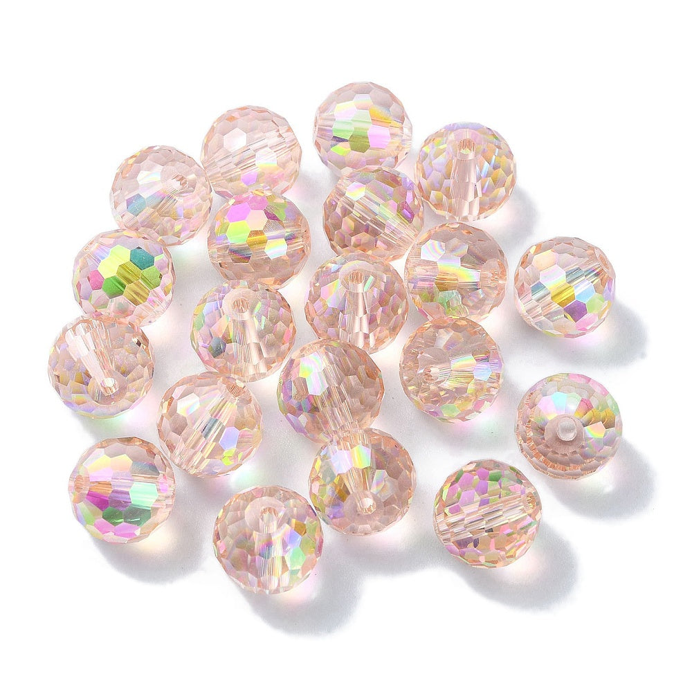 Glass Bead AB Color Plated Thistle Faceted Round 10mm - Alberta Bead Store