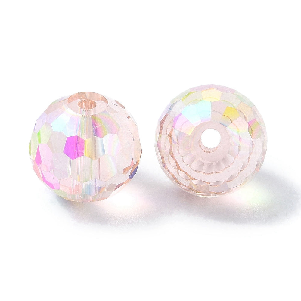 Glass Bead AB Color Plated Thistle Faceted Round 10mm - Alberta Bead Store