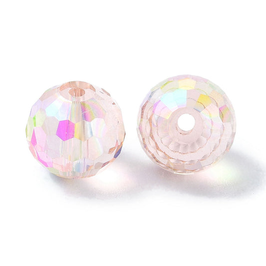 Glass Bead AB Color Plated Thistle Faceted Round 10mm - Alberta Bead Store