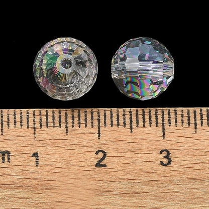 Glass Bead AB Color Plated Clear Faceted Round 10mm 1pc - Alberta Bead Store