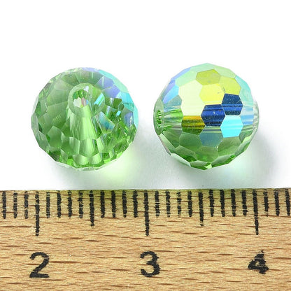Glass Bead AB Color Plated Light Green Faceted Round 10mm 1pc - Alberta Bead Store