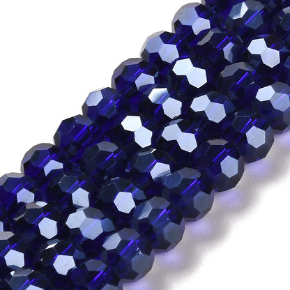 Glass Bead Faceted Pearl Luster Dark Blue 8MM