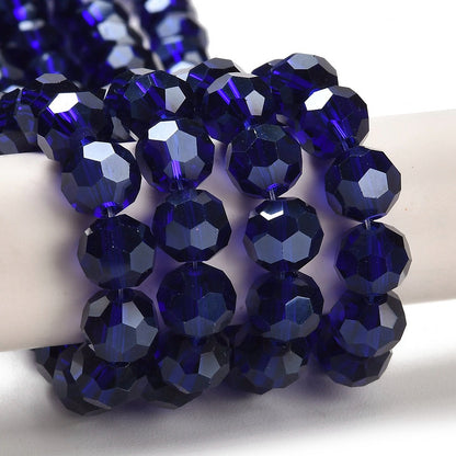 Glass Bead Faceted Pearl Luster Dark Blue 8MM