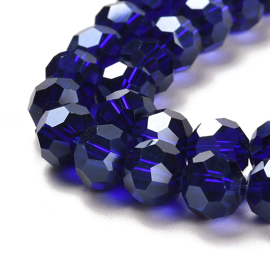 Glass Bead Faceted Pearl Luster Dark Blue 8MM