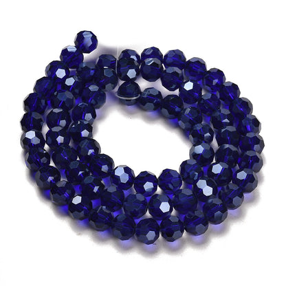 Glass Bead Faceted Pearl Luster Dark Blue 8MM