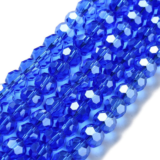 Glass Bead Faceted Pearl Luster Blue 8MM