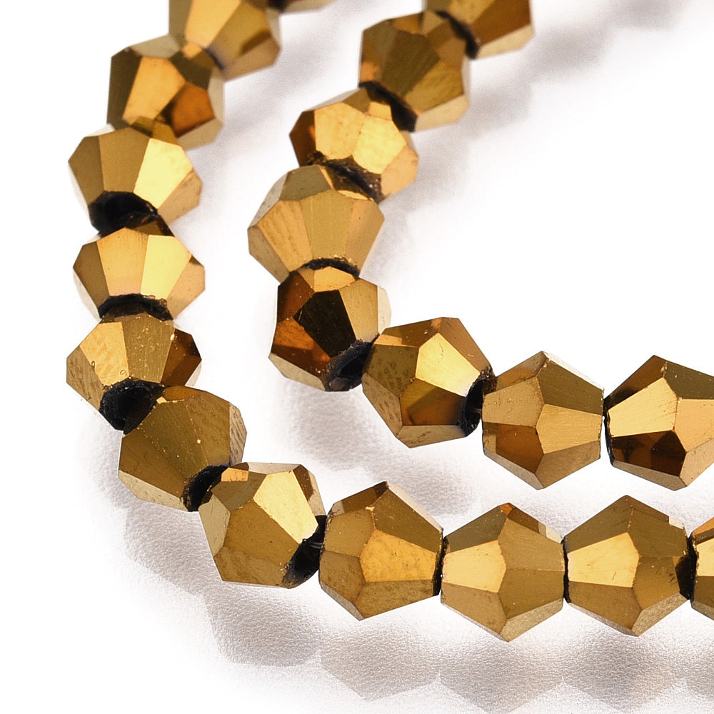 Glass Bead Faceted Bicone Gold 4x4.5mm