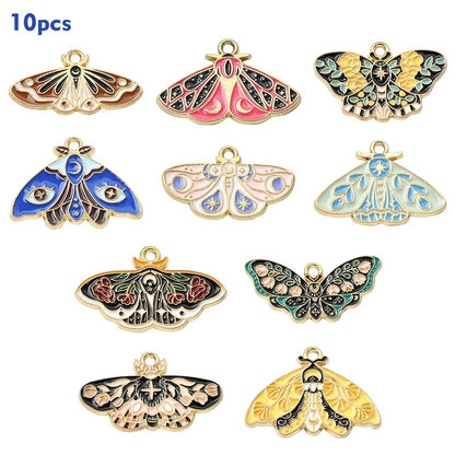 Enamel Charm Moth Mixed 10pc