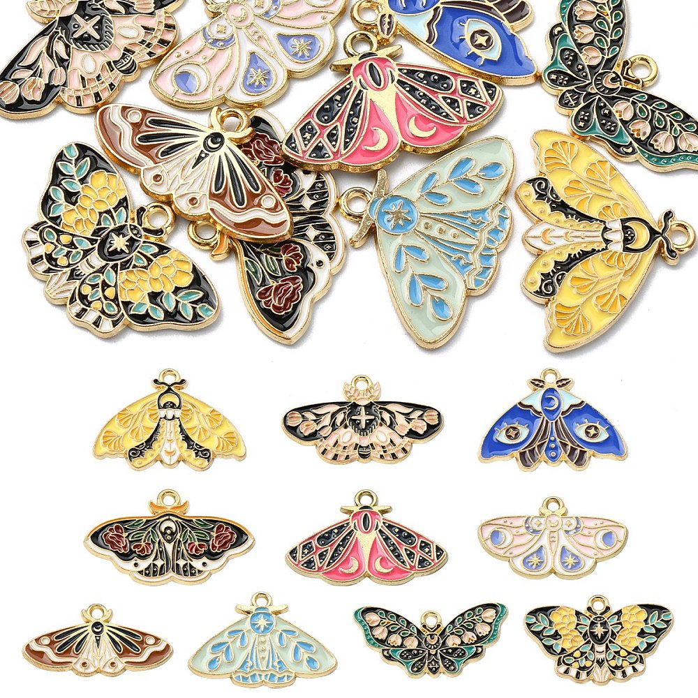 Enamel Charm Moth Mixed 10pc