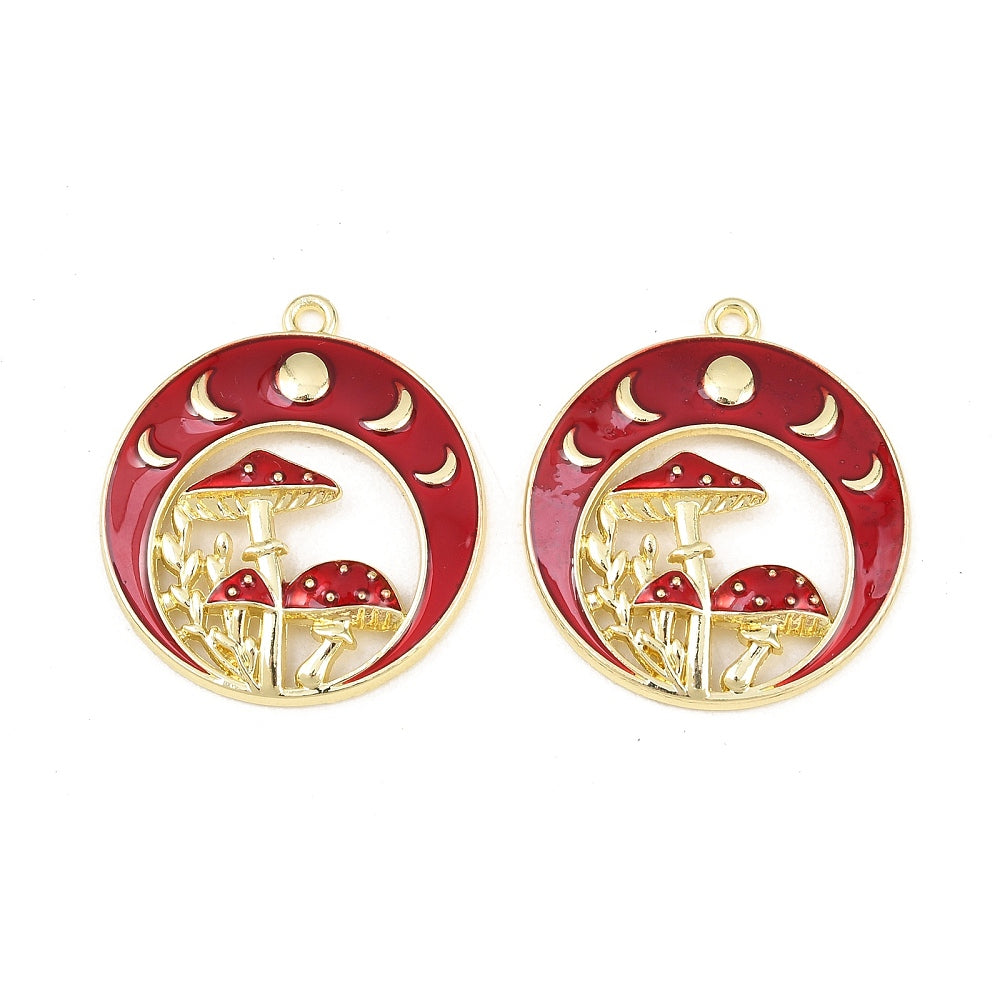 Enamel Charm Mushroom Moon 3pc