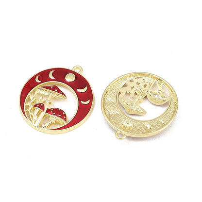 Enamel Charm Mushroom Moon 3pc