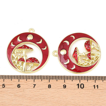Enamel Charm Mushroom Moon 3pc