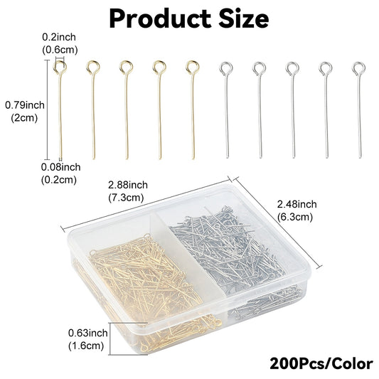 Eye Pin 304SS 2 Colors 20mm 400pc - Alberta Bead Store