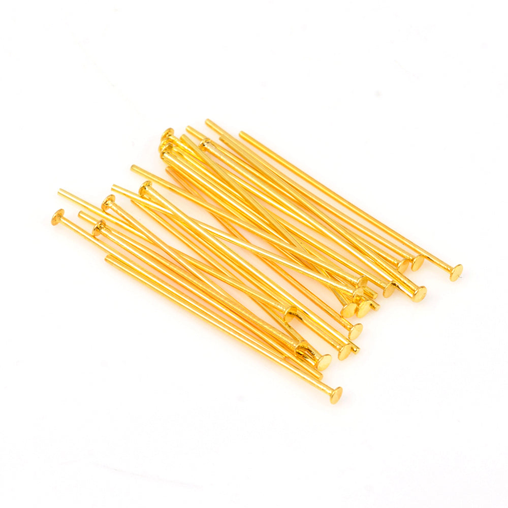 Flat Head Pin Golden 304SS 22x0.6MM Head 1.4MM 50pc