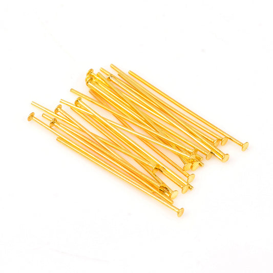 Flat Head Pin Golden 304SS 22x0.6MM Head 1.4MM 50pc