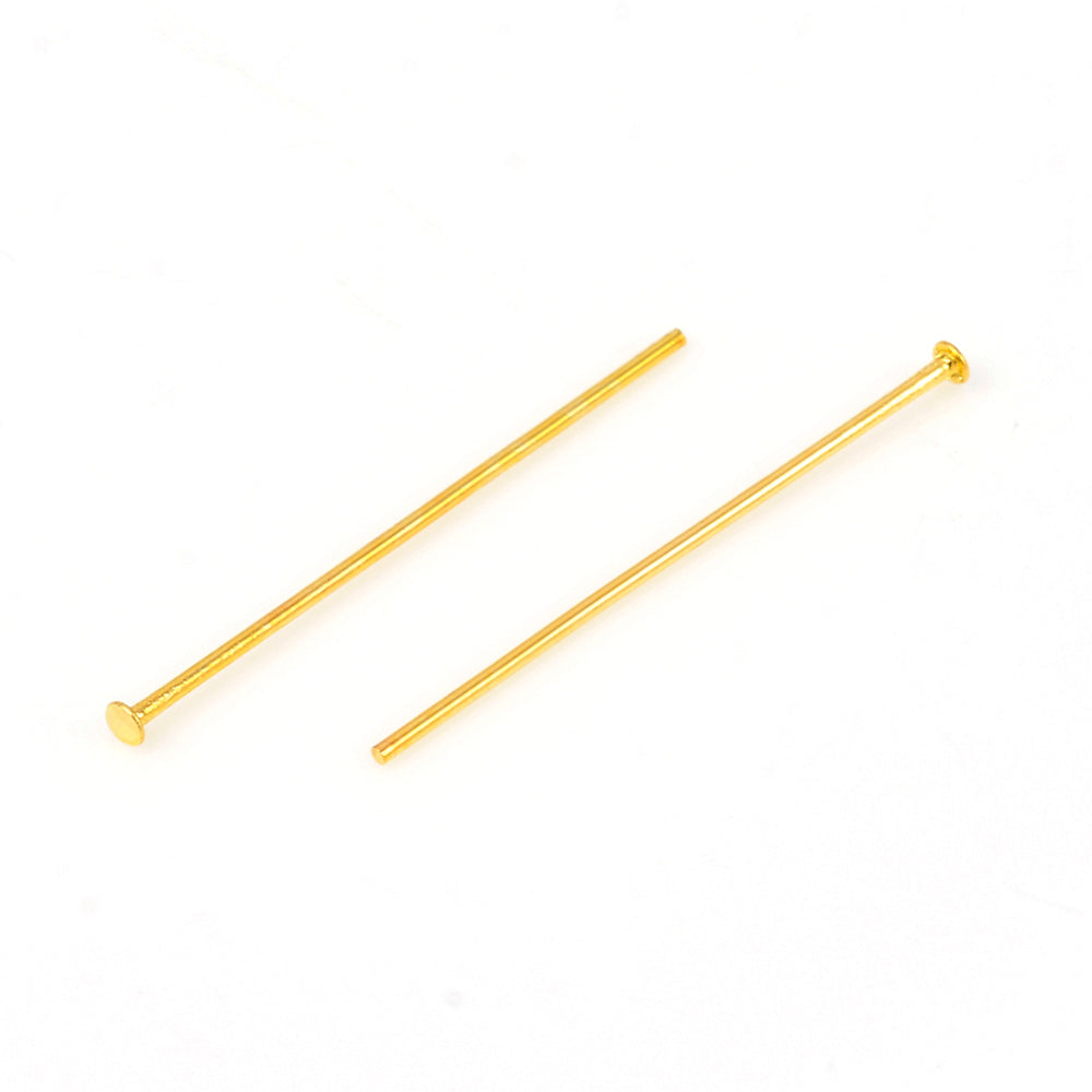 Flat Head Pin Golden 304SS 22x0.6MM Head 1.4MM 50pc