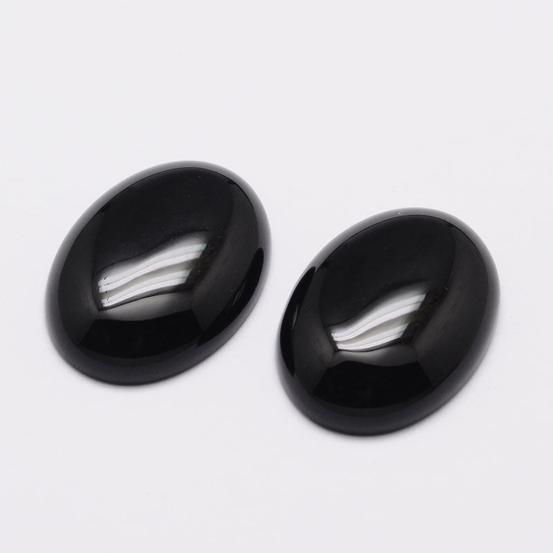 Black Agate Cabochon Oval 18x13mm - Alberta Bead Store