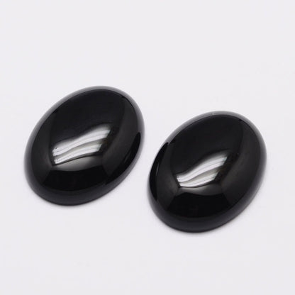Black Agate Cabochon Oval 18x13mm - Alberta Bead Store