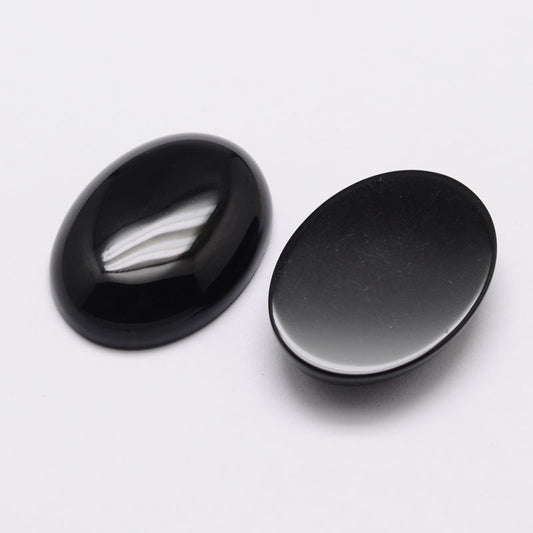Black Agate Cabochon Oval 18x13mm - Alberta Bead Store