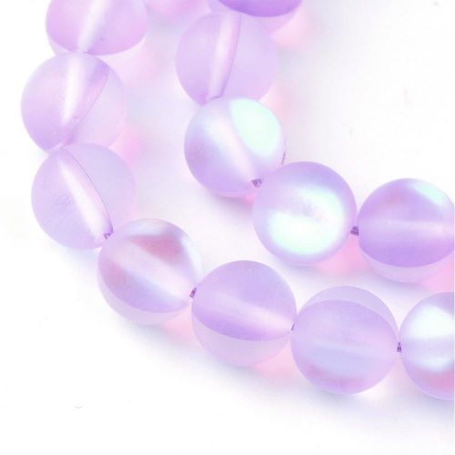 Lilac Frosted Holographic Glass Bead | Alberta Bead Store