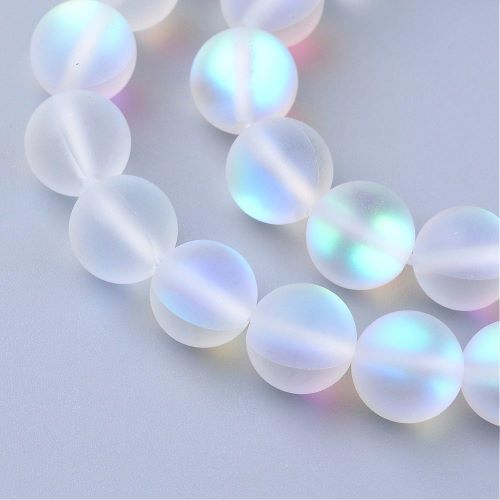 Clear Frosted Holographic Glass Bead | Alberta Bead Store