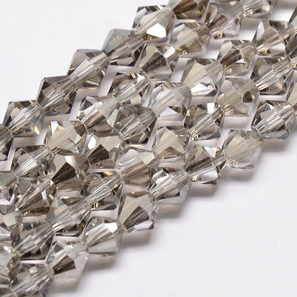 Glass Bead Imitation Austrian Crystal Light Grey Faceted Bicone 4mm - Alberta Bead Store