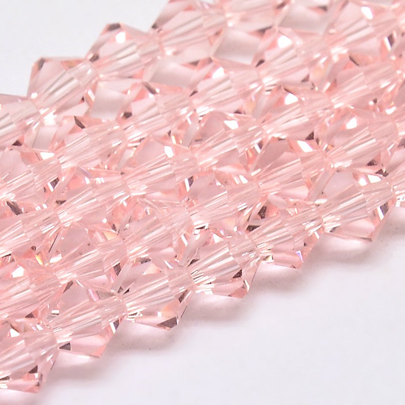 Glass Bead Imitation Austrian Crystal Pink Faceted Bicone 4mm - Alberta Bead Store