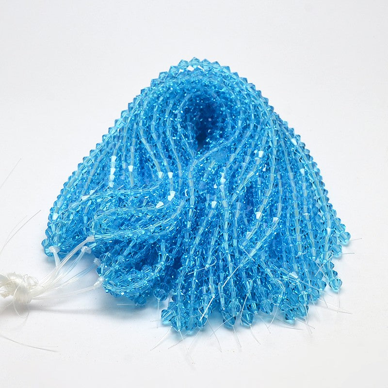 Glass Bead Imitation Austrian Crystal Deep Sky Blue Faceted Bicone 4mm - Alberta Bead Store