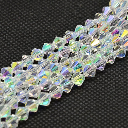 Glass Bead Imitation Austrian Crystal AB Faceted Bicone 4mm - Alberta Bead Store