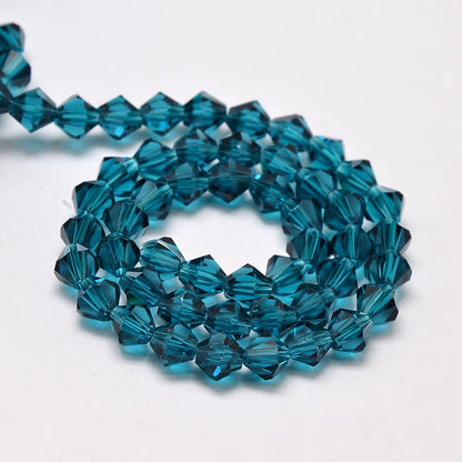 Glass Bead Faceted Bicone Steel Blue 6x6mm