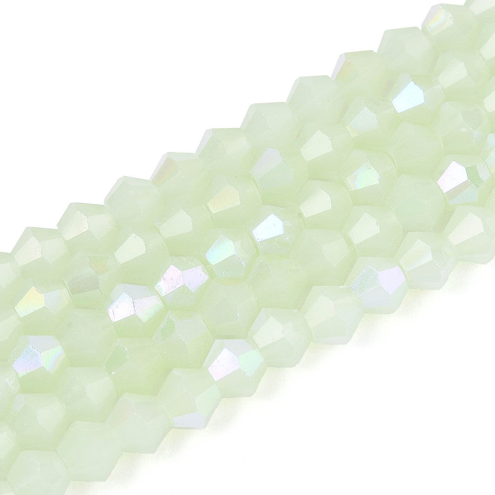 Glass Bead Faceted Bicone Honeydew 4x4mm